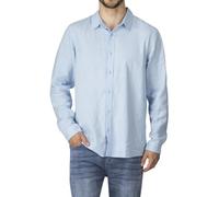 riverso Leinenhemd Hemd Herren RIVFabio Regular Fit Langarm Freizeithemd Sommerhemd Herrenhemd Leinen Oberteile Einfarbig, Größe:S, Farbe:Bright Sky Blue