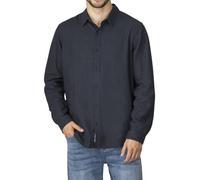 riverso Leinenhemd Hemd Herren RIVFabio Regular Fit Langarm Freizeithemd Sommerhemd Herrenhemd Leinen Oberteile Basic Knopfleiste Einfarbig, Größe:S, Farbe:Navy