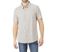 riverso Leinenhemd Herren RIVCarlo Regular Fit Kurzarm Freizeithemd Sommerhemd Leinen Hemd Oberteile Basic Knopfleiste Einfarbig, Größe:XXL, Farbe:Light Sand