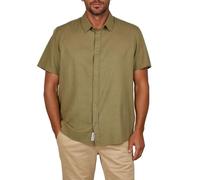 riverso Leinenhemd Herren Kurzarm Regular Fit RIVEmilio Freizeithemd Sommerhemd Leinen Hemd Einfarbig, Größe:M, Farbe:Ivy Olive