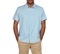 riverso Leinenhemd Herren Kurzarm Regular Fit RIVEmilio Freizeithemd Sommerhemd Leinen Hemd Einfarbig, Größe:4XL, Farbe:Bright Sky Blue