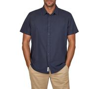 riverso Leinenhemd Herren Kurzarm Regular Fit RIVEmilio Freizeithemd Sommerhemd Leinen Hemd Einfarbig, Größe:M, Farbe:Navy