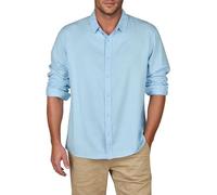 riverso Leinenhemd Herren Langarm Regular Fit RIVFabrizio Hemd Freizeithemd Sommerhemd Herrenhemd Einfarbig, Größe:5XL, Farbe:Bright Sky Blue