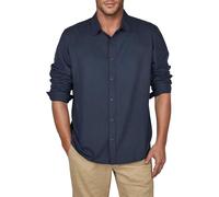 riverso Leinenhemd Herren Langarm Regular Fit RIVFabrizio Hemd Freizeithemd Sommerhemd Herrenhemd Einfarbig, Größe:XL, Farbe:Navy