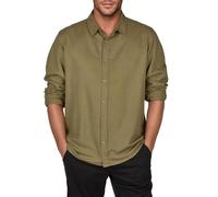 riverso Leinenhemd Herren Langarm Regular Fit RIVFabrizio Hemd Freizeithemd Sommerhemd Herrenhemd Einfarbig, Größe:XXL, Farbe:Ivy Olive