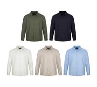 riverso Leinenhemd Hemd Herren RIVFabio Regular Fit Langarm Freizeithemd Sommerhemd Herrenhemd Leinen Oberteile Basic Knopfleiste Einfarbig, Größe:XL, Farbe:Bright Sky Blue