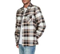 riverso Overshirt Herren Langarm Hemd Regular Fit RIVVincent Flanellhemd Kariert Einfarbig Baumwolle, Größe:5XL, Farbe:Offwhite-Black-Tortoise Shell