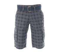 riverso Kurze Hosen Herren Cargo Shorts mit Gürtel Regular Fit RIVAnton Cargoshorts Sommer 100% Baumwolle, Größe:W 30, Farbe:Washed Indigo Blue Black (19300)