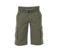 riverso Herren Cargo Shorts RIVAnton Regular Fit Gürtel Taschen Sommer Baumwolle Basic Kurze Kariert Hose Bermuda Einfarbig, Größe:W 33, Farbe:Military Green (12300)