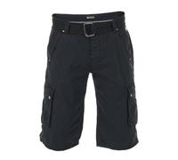 riverso Cargo Shorts Herren mit Gürtel Regular Fit RIVAnton Kurze Hosen Cargoshorts Sommer 100% Baumwolle, Größe:W 38, Farbe:Black (24000)