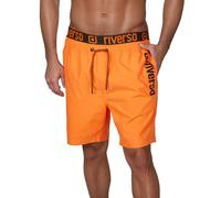 riverso Badehose Herren Regular Fit RIVBobby Badeshorts Sporthose Schwimmhose Shorts Kurze Hosen Print Elastischer Bund Orange 3XL, Größe:3XL, Farbe:Shiny Orange-Black