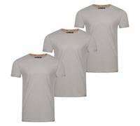 riverso Tshirt Herren Regular Fit RIVLenny 3er Pack Set Rundhals Kurzarm Sommer Tee Shirt leichte Baumwolle Flammgarn Einfarbig Grau XXL, Größe:XXL, Farbe:Smoke Grey
