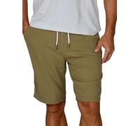 riverso Leinen Shorts Herren Sommer Regular Fit RIVOliver Kurze Hosen Bermuda Knielang Einfarbig, Größe:L, Farbe:Ivy Olive