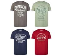 riverso Tshirt Herren Baumwolle Regular Fit RIVLeon 4er Set Pack Rundhals Kurzarm Sommer Tee Shirt Print, Größe:M, Farbe:Farbmix 27