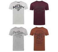 riverso Tshirt Herren Baumwolle Regular Fit RIVLeon 4er Set Pack Rundhals Kurzarm Sommer Tee Shirt Print, Größe:L, Farbe:Farbmix 26