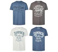 riverso Tshirt Herren Baumwolle Regular Fit RIVLeon 4er Set Pack Rundhals Kurzarm Sommer Tee Shirt Print, Größe:4XL, Farbe:Farbmix 4