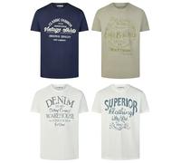 riverso Tshirt Herren Baumwolle Regular Fit RIVLeon 4er Set Pack Rundhals Kurzarm Sommer Tee Shirt Print, Größe:5XL, Farbe:Farbmix 25