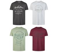 riverso Tshirt Herren Baumwolle Regular Fit RIVLeon 4er Set Pack Rundhals Kurzarm Sommer Tee Shirt Print, Größe:3XL, Farbe:Farbmix 7