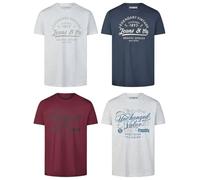 riverso Tshirt Herren Baumwolle Regular Fit RIVLeon 4er Set Pack Rundhals Kurzarm Sommer Tee Shirt Print, Größe:5XL, Farbe:Farbmix 15