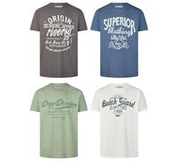 riverso Tshirt Herren Baumwolle Regular Fit RIVLeon 4er Set Pack Rundhals Kurzarm Sommer Tee Shirt Print, Größe:5XL, Farbe:Farbmix 1