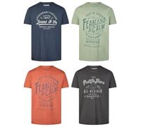 riverso Tshirt Herren Baumwolle Regular Fit RIVLeon 4er Set Pack Rundhals Kurzarm Sommer Tee Shirt Print, Größe:3XL, Farbe:Farbmix 9