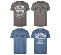 riverso Tshirt Herren Baumwolle Regular Fit RIVLeon 4er Set Pack Rundhals Kurzarm Sommer Tee Shirt Print, Größe:L, Farbe:Farbmix 5