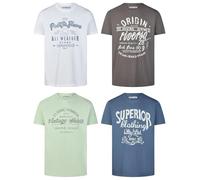 riverso Tshirt Herren Baumwolle Regular Fit RIVLeon 4er Set Pack Rundhals Kurzarm Sommer Tee Shirt Print, Größe:M, Farbe:Farbmix 34