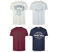 riverso Tshirt Herren Baumwolle Regular Fit RIVLeon 4er Set Pack Rundhals Kurzarm Sommer Tee Shirt Print, Größe:L, Farbe:Farbmix 33