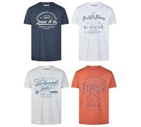 riverso Tshirt Herren Baumwolle Regular Fit RIVLeon 4er Set Pack Rundhals Kurzarm Sommer Tee Shirt Print, Größe:5XL, Farbe:Farbmix 11