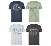 riverso Tshirt Herren Baumwolle Regular Fit RIVLeon 4er Set Pack Rundhals Kurzarm Sommer Tee Shirt Print, Größe:4XL, Farbe:Farbmix 8