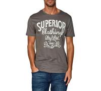 riverso Tshirt Herren Baumwolle Regular Fit RIVLeon Rundhals Kurzarm Sommer Tee Shirt Print, Größe:L, Farbe:Tornado Grey (B1JD)