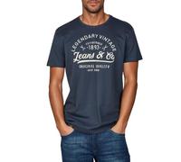 riverso Tshirt Herren Baumwolle Regular Fit RIVLeon Rundhals Kurzarm Sommer Tee Shirt Print, Größe:L, Farbe:Dunkelblau (FJD)