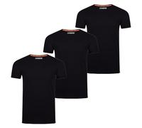 riverso Tshirt Herren Regular Fit RIVLenny 3er Pack Set Rundhals Kurzarm Sommer Tee Shirt leichte Baumwolle Flammgarn Einfarbig Schwarz S, Größe:S, Farbe:Black