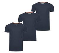 riverso Tshirt Herren Regular Fit RIVLenny 3er Pack Set Rundhals Kurzarm Sommer Tee Shirt leichte Baumwolle Flammgarn Einfarbig Blau 3XL, Größe:3XL, Farbe:Navy