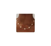 RIXERKOC Perlenkette Damen 14K Gold Gänseblümchen Perlen Halskette Verstellbar Elegante Choker Kette Schmuck Geschenke für Weihnachten Valentinstag Hochzeit