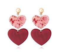 RIXERKOC Rote Herz Ohrringe für Damen, Strass Valentinstag-Ohrringe Hypoallergene funkelnde Hängeohrringe mit Herz Romantische Geschenke für Valentinstag Geburtstag Jahrestag (Rot)