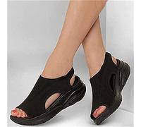 Riyueyi Summer Washable Slingback Orthopedic Slide Sport Sandals Women Flying Woven Wedge Heels Sandals Mesh Platform Soft Sole Casual Sports Women's Shoes,Schwarz,US8/EU40