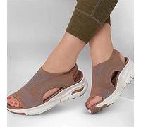 Riyueyi Summer Washable Slingback Orthopedic Slide Sport Sandals Women Flying Woven Wedge Heels Sandals Mesh Platform Soft Sole Casual Sports Women's Shoes,Braun,US6/EU37