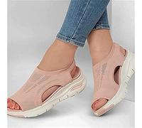 Riyueyi Summer Washable Slingback Orthopedic Slide Sport Sandals Women Flying Woven Wedge Heels Sandals Mesh Platform Soft Sole Casual Sports Women's Shoes,Rosa,US8/EU40