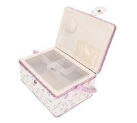 RIZGHWOY Tragbarer Vintage-Stoffhandwerk Nähkorb Organizer für Haushalt, Doppelschicht-Aufbewahrungsdesign, Kompakt und Leicht für Nähenthusiasten, Komfortabler Griff