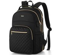 RJEU Rucksack Damen,Laptop Rucksack 17,3 Zoll Schulrucksack für Universität Studium Lehrer Arbeit Reise,TSA Freundlich Handgepäck Rucksack,Schwarz