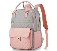 RJEU Rucksack Damen Schule,Laptop Rucksack Frauen 15,6 Zoll mit USB-Ladeanschluss,Schulrucksack Mädchen Teenager Wasserdichte für Uni Student Studium Reisen,Geschenke,Rosa-Grau