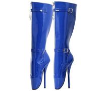 RJXGECUF High Heels 18 cm High -Stiefel Ballett Silettos Patentleder mit Lock,Blue-42