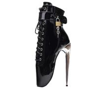 RJXGECUF high Heels 18CM Ballettstiefel Metallabsatz Verriegelung,Black-41