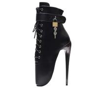 RJXGECUF high Heels 18CM Ballettstiefel Metallabsatz Verriegelung,Matte-black-44