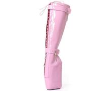RJXGECUF High Heels 18cm Ballettstiefel Oberschenkelhohe Stiefel,Pink-45