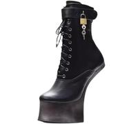 RJXGECUF High Heels 18cm Hufeisen Stiefeletten Geschlossen,Black-39