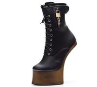 RJXGECUF High Heels 18cm Hufeisen Stiefeletten Geschlossen,Gold-45