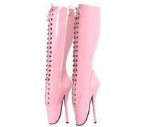 RJXGECUF High Heels 18cm Oberschenkelhohe Ballett-Stiefel mit Absatz Dünne Stiefel mit Absatz,Pink-43