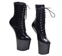 RJXGECUF High Heels 20 cm Pole-Dance-Stiefel Samt Ohne Absatz Dicke Sohle,Black-39